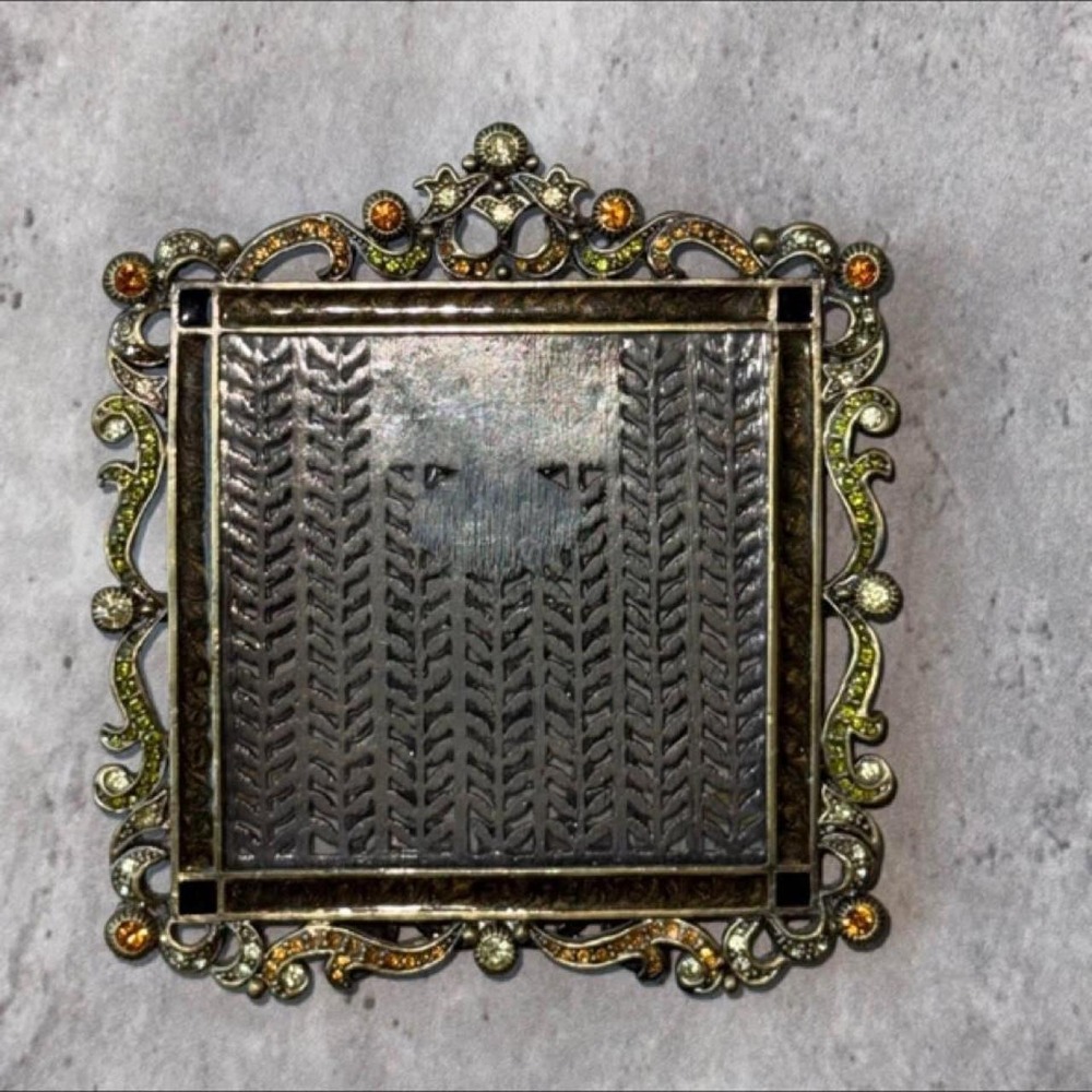 Tizo Ornate Jeweled Metal Picture Frame Vintage Art Deco Brass Copper Mirror